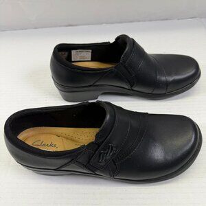 Clarks Angie Pearl Women's Slip On Shoe Size 7.5W Black Loafer Comfort Shoes